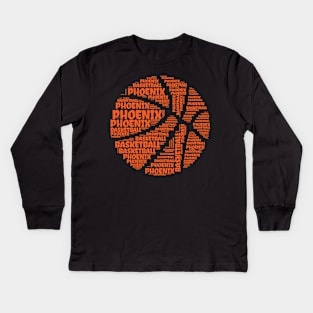 Phoenix Typography Design Basketball Kids Long Sleeve T-Shirt